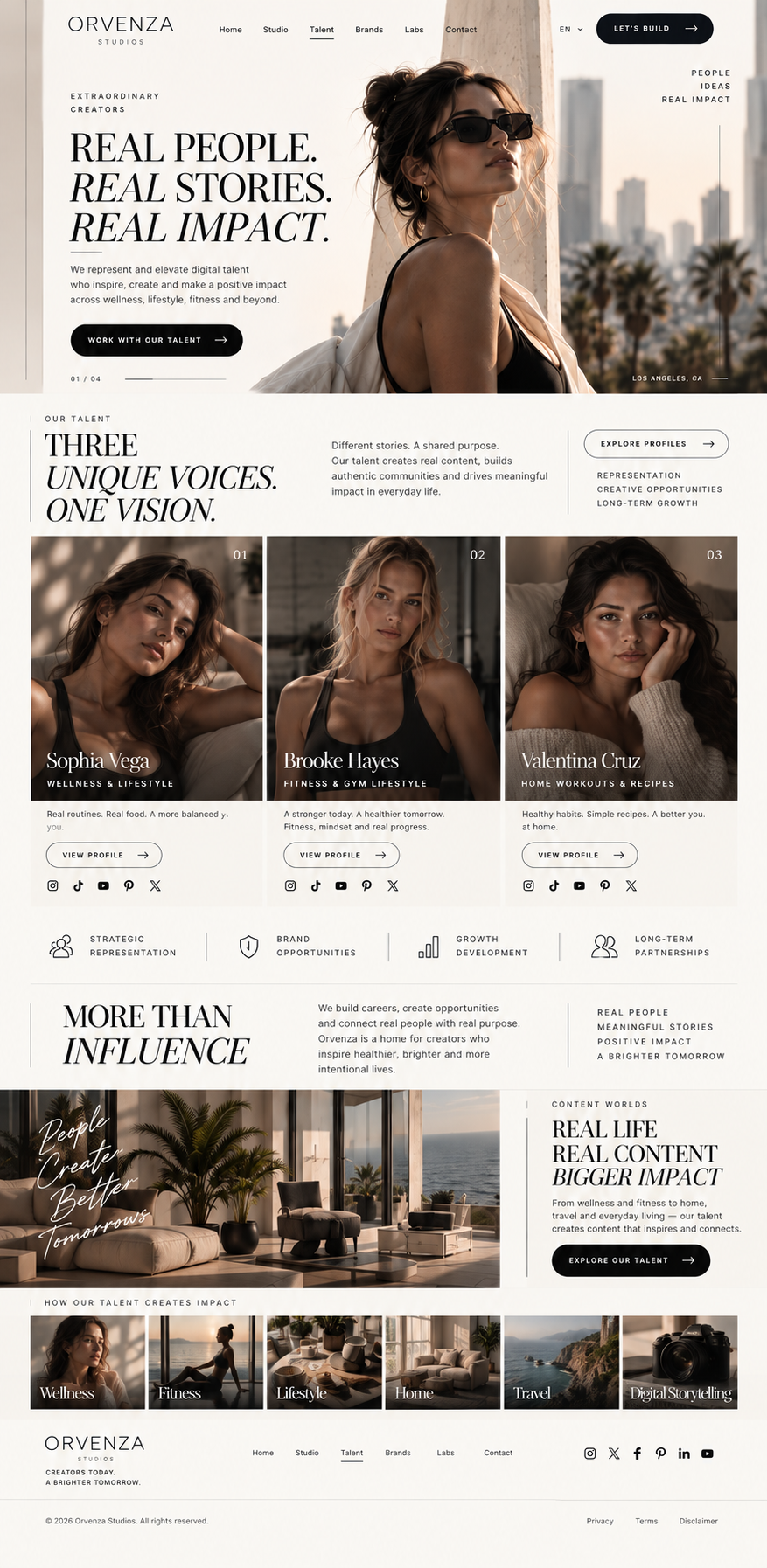 Talent — Orvenza Studios canonical mockup